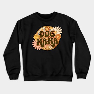 Dog Mama Retro Groovy Floral Leopard Crewneck Sweatshirt